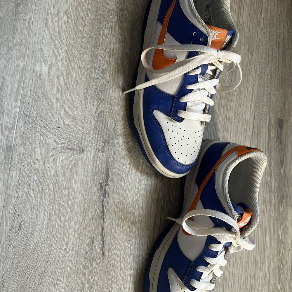 Nike Dunks White and Blue Sneakers with Orange Highlights